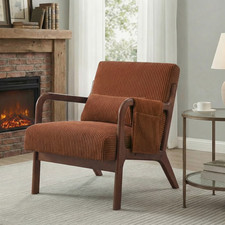 Mid-Century Modern Style Wood-Framed Accent Armchair with Green Upholstery — listing 6