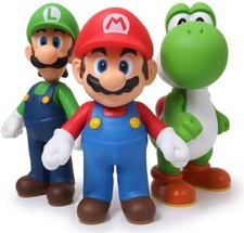 Super Mario Bros Character Figurine Set (6-Piece) - Donkey Kong, Yoshi, Toad, Princess Peach, Luigi, Mario
