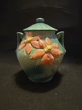 Roseville Pottery Clematis Cookie Jar in Brown/Green Glaze — listing 6