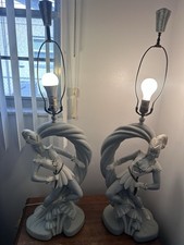 Pair of Mid-Century Chalkware Orientalist Figural Table Lamps — listing 2