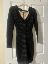 bebe Black Jersey Kimono-Sleeve Ruched Plunge Dress — listing 4