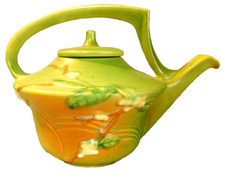 Roseville Pottery Snowberry Pattern Teapot with Lid (Green/Orange) — listing 5