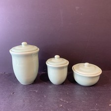 Ceramic Kitchen Canister and Crock Set with Wood Lids and Utensils — listing 3