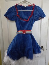Rainbow Brite Adult Costume Dress - Blue with Rainbow Sleeves & Star Belt, Size XL — listing 5