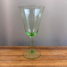 Uranium Green Glass Water Goblet with Thumbprint/Coin Dot Pattern, 5 inch — listing 3