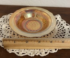 Marigold Carnival Glass Berry Bowls 4.25" Ribbed Pattern Pair — listing 2