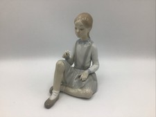 Lladró-Style Porcelain Figurine of Girl Lying Down Daydreaming on Wooden Base NAO by Lladró mark — listing 4