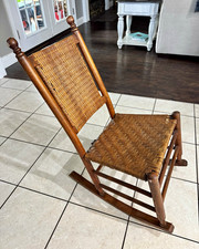 Antique Mahogany-Stained Sewing Rocker with Floral Needlepoint Seat — listing 2