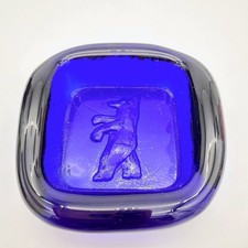 Cobalt Blue Hand-Blown Art Glass Trumpet Vase with Ruffled Fluted Rim and Clear Applied Foot — listing 4