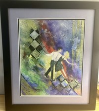 Framed Tango Dancers Art Print in Wide Wood Frame