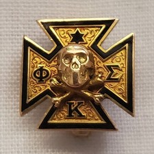 Antique Kite-Shaped Fraternity / Sorority Enamel Badge Pin with Seed Pearls Yes - Greek letters — listing 2
