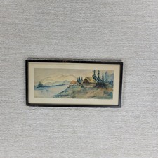 Antique Tonalist Landscape Watercolor of a Marsh at Dusk, Signed, in Gilt Frame — listing 6