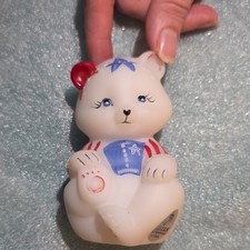 Fenton Milk Glass Patriotic USA Bear Figurine Hand-Painted