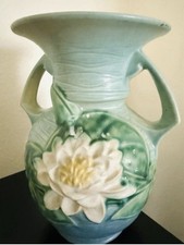 Roseville Water Lily Two-Handled Vase, Brown, 83-15"