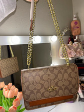 Coach Signature Jacquard Small Flap Shoulder Bag with Pink Buckle — listing 4