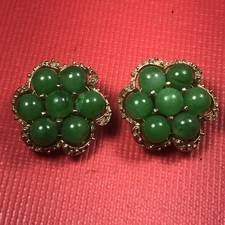 Vintage Green Beaded Necklace with Graduated Glass and Faux Pearl Beads — listing 6