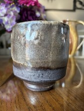 Handmade Wood-Fired Stoneware Yunomi Tea Cup with Impressed Chop Mark