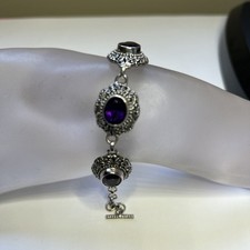 Sterling Silver Amethyst Cabochon Balinese-Style Granulation Post Earrings — listing 4