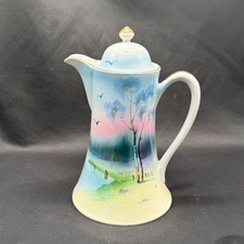 Antique Hand-Painted Nippon Porcelain Handled Nut/Bonbon Dish with Rose Cartouches