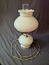 Vintage Milk Glass Hurricane Table Lamp with Hand-Painted Floral Decoration — listing 3