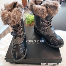 London Fog Collection Milly Women's Duck Boots, Buffalo Plaid with Faux Fur Cuff, Size 6 — listing 3