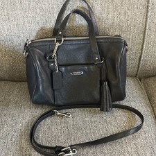 Black Pebbled Leather Top-Handle Satchel Handbag, Unbranded — listing 3