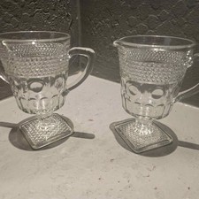 Small Clear Glass Creamer / Milk Pitcher with Applied Handle and Starburst Base — listing 4