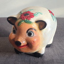Vintage Chalkware Smiling Pig Piggy Bank, listing 5