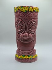 Ceramic Tiki Mugs Pink Hawaiian Lei Trio (Set of 3)
