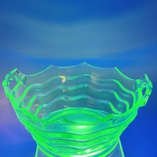 Green Depression Glass 8-inch Swirl Pattern Salad/Luncheon Plate (Uranium Glass) — listing 4