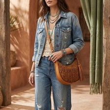 Patricia Nash Suede Crossbody Saddle Bag with Tassel — listing 4