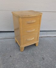 Vintage Oak Two-Tier Nightstand / Side Table with Carved Detailing
