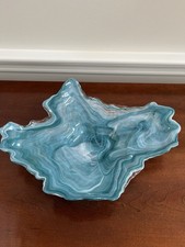 Freeform Art Glass Oyster Shell Shaped Bowl with Gold Leaf Interior — listing 3
