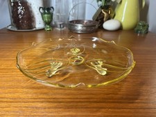Vintage Yellow Vaseline Depression Glass Open Sugar and Creamer Set, Patrician/Cameo-Style Etched Pattern, 3 1/4" — listing 5