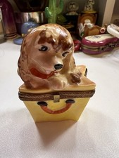 Limoges Hand-Painted Porcelain Trinket Box with 4 Miniature Glass Perfume Bottles — listing 5