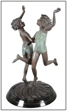 Limited Edition Bronze Sculpture of Embracing Nude Couple with Flowing Hair on Marble Base — listing 3