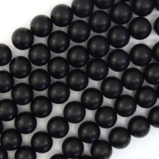 Black Onyx Beaded Necklace with Gold-Tone Spacer Beads and Spring Ring Clasp — listing 6