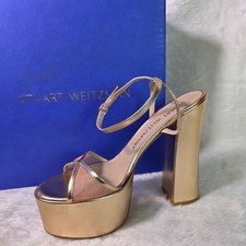Rose Gold Metallic Flatform Platform Sandals with Ankle Straps, listing 3