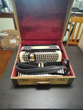Vintage Red Pearloid Piano Accordion with Hard Case and Straps — listing 3