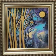 Framed Abstract Mixed-Media Artwork, Set of 3