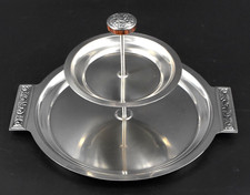 International Decorator Stainless Steel 18/8 Divided Relish Serving Tray with Ornate Handles — listing 6