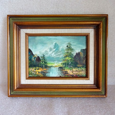 Vintage Original Oil Painting Rural Landscape with Trees and Country Lane, Wood Framed No signature or marks anywhere — listing 6