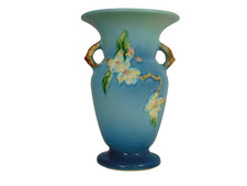 Roseville Pottery Apple Blossom Blue Two-Handled Jardiniere — listing 2