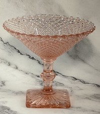 Vintage Pink Depression Glass Ruffled Console Bowl with Radiating Sunburst Pattern — listing 4