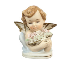 Vintage Bisque Porcelain Cherub Angel Figurine, Seated with Hand on Cheek — listing 6