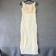 White/Ivory Metallic Brocade Sleeveless A-Line Formal Gown with Swirl Pattern — listing 6