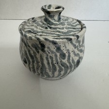 signed studio pottery Studio Pottery Lidded Jar with Twisted Rope Handle, Signed — listing 2