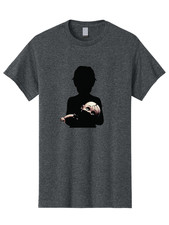 Red Graphic Print Shirt with Creepy Baby/Clown Design — listing 4