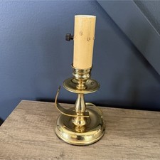 Vintage Brass Cylinder Table Lamp with Beaded Silk Bell Shade — listing 6