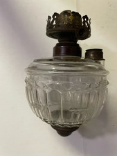 Antique Pressed Glass Oil Lamp Font with Brass Burner